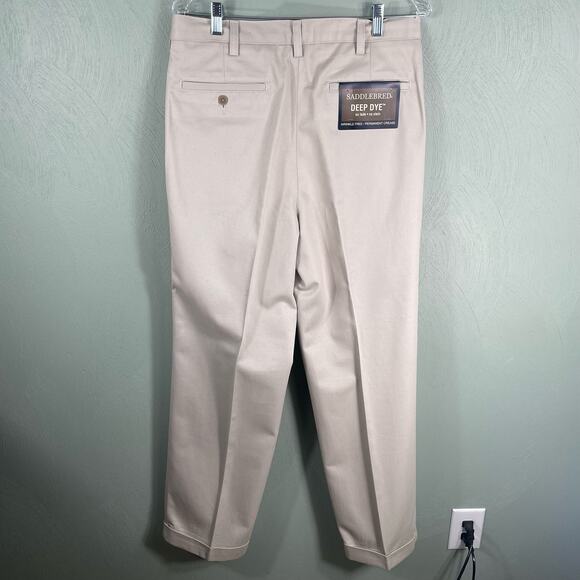 Saddlebred Men's Deep Dye NEW 32x32 Beige Wrinkle Free Dress Pants NWT - Picture 6 of 7